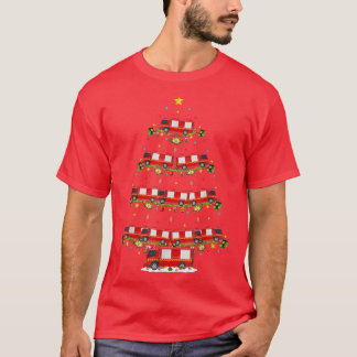 Fire Engine Xmas Lighting Santa Fire Engine Christ T-Shirt
