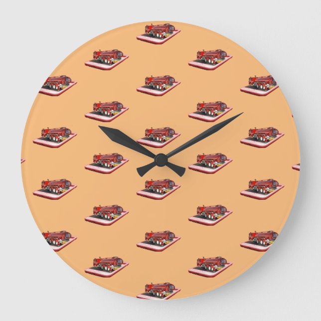 Fire Engines On Speed Dial Large Clock (Front)