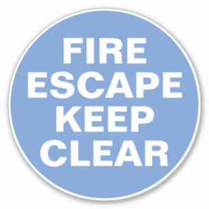Fire Escape Sign - Blue & White Sign Sticker