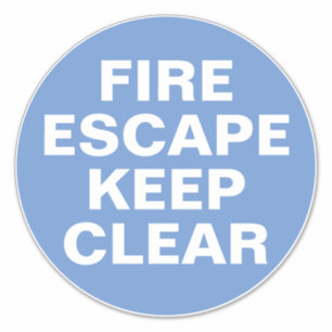 Fire Escape Sign - Blue & White Sign Sticker