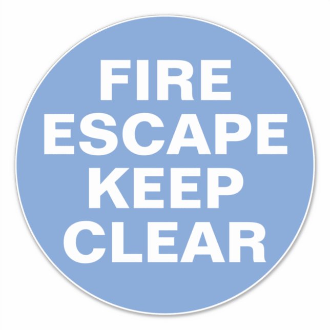 Fire Escape Sign - Blue & White Sign Sticker (Front)