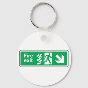 Fire Exit Safety Sign Emergency Evacuation Key Ring