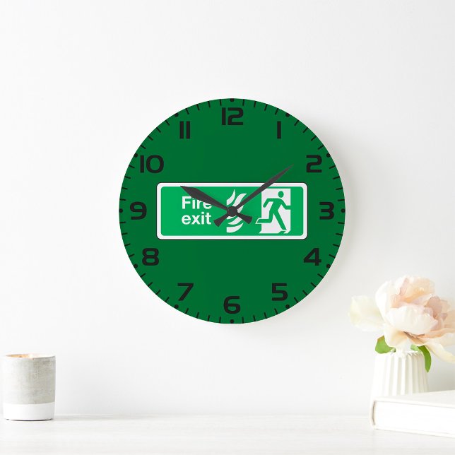 Fire Exit Safety Sign Emergency Evacuation Large Clock (Creator Uploaded)