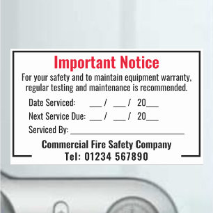 Fire Extinguisher Annual Inspection Compliance Rectangular Sticker