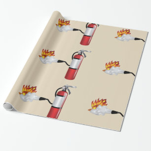Fire Extinguisher Putting Out Fire Glossy Wrapping Paper