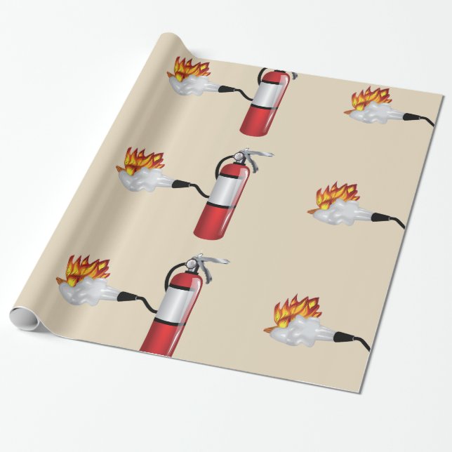 Fire Extinguisher Putting Out Fire Glossy Wrapping Paper (Unrolled)