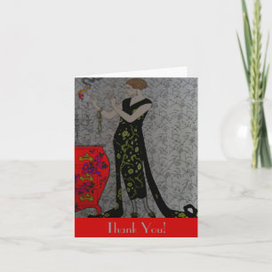 Fire Fashion Plate ~ Art Paint Vintage Paris Thank You Card