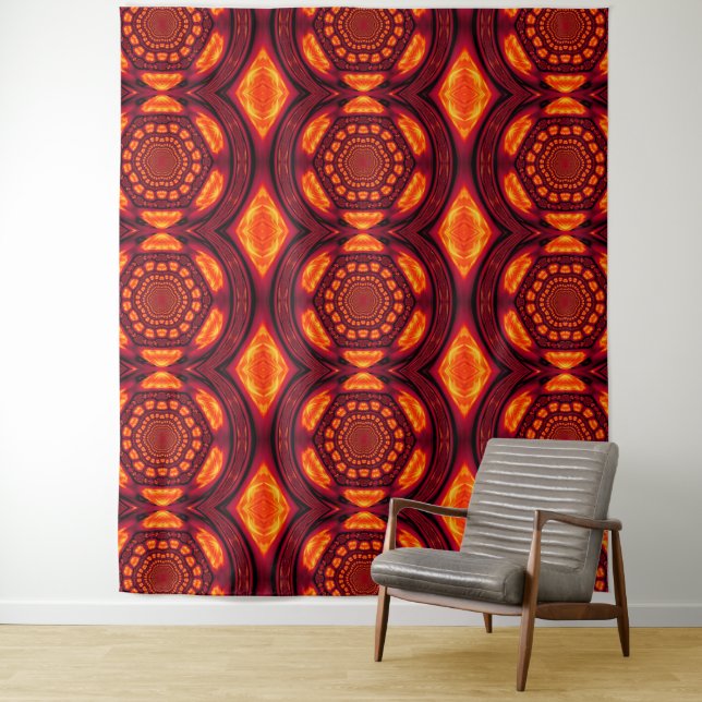 Fire Feather Dream Catcher Red 4 Tapestry (In Situ)