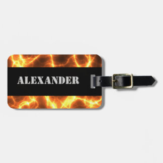 Fire Fiery Lava Hot Burning Molten - Monogrammed Luggage Tag