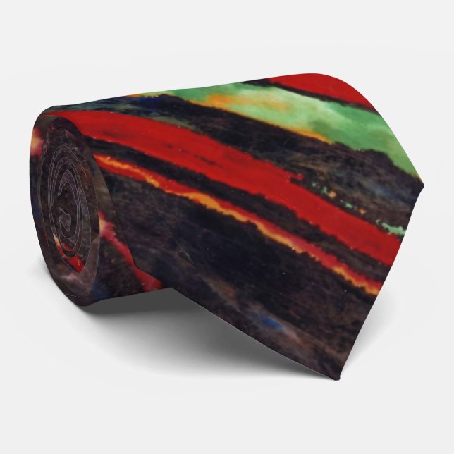 "Fire Fight" Abstract Design Tie (Rolled)