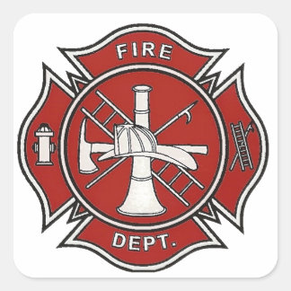 Fire Fighter Badge Square Sticker