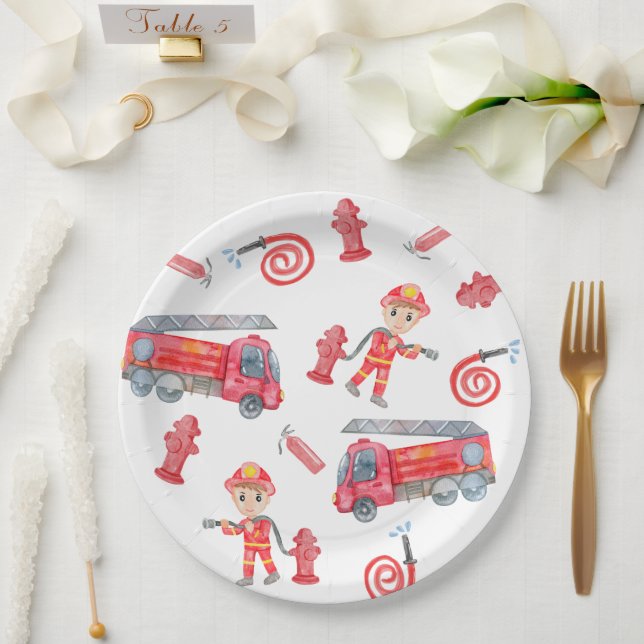 Fire Fighter Birthday Party  Paper Plate (Wedding)