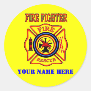 FIRE FIGHTER CLASSIC ROUND STICKER