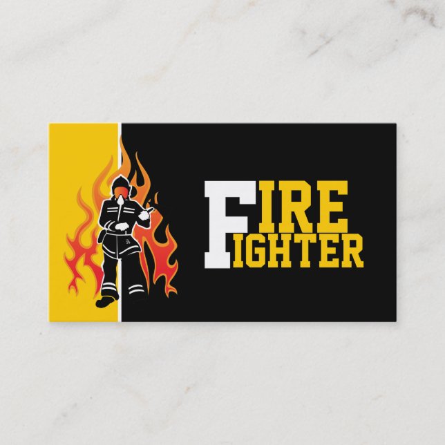 Fire fighter/fireman eye catching business cards (Front)