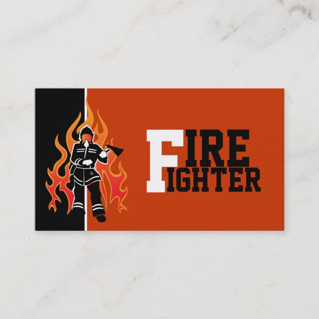 Fire fighter/fireman eye catching business cards (Front)