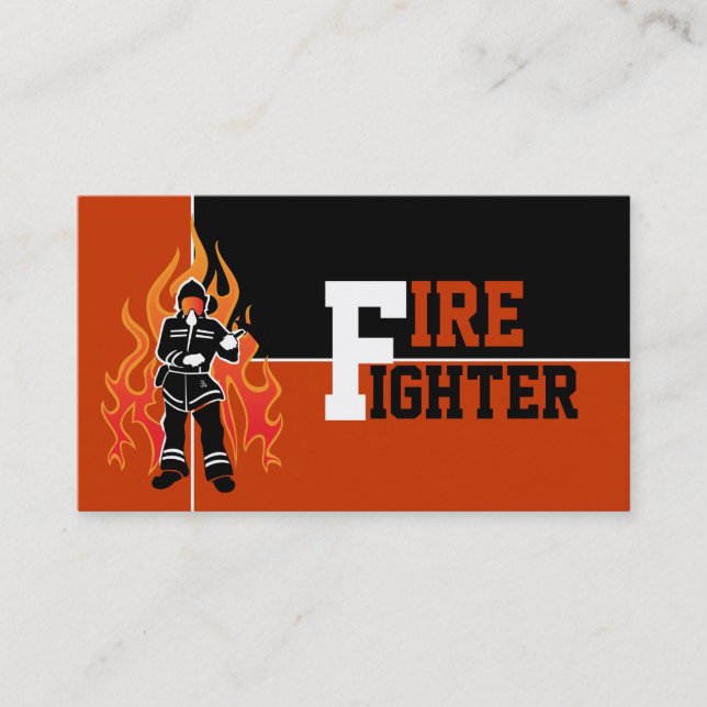 Fire fighter/fireman eye catching business cards (Front)