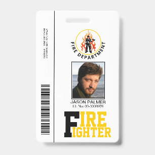 Fire fighter/fireman photo id template yellow badge