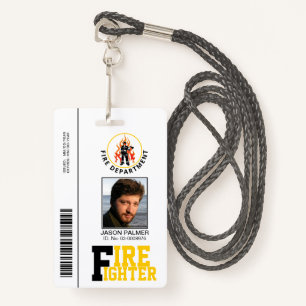 Fire fighter/fireman photo id template yellow ID badge