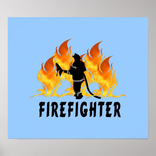 Fire Fighter Flames Poster (Front)