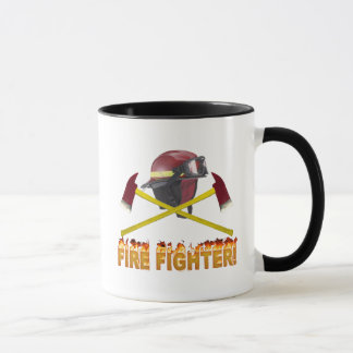 FIRE FIGHTER GEAR LOGO FLAMING TEXT MUG