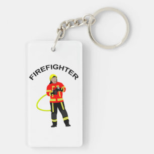 Fire fighter in duty clothes key ring