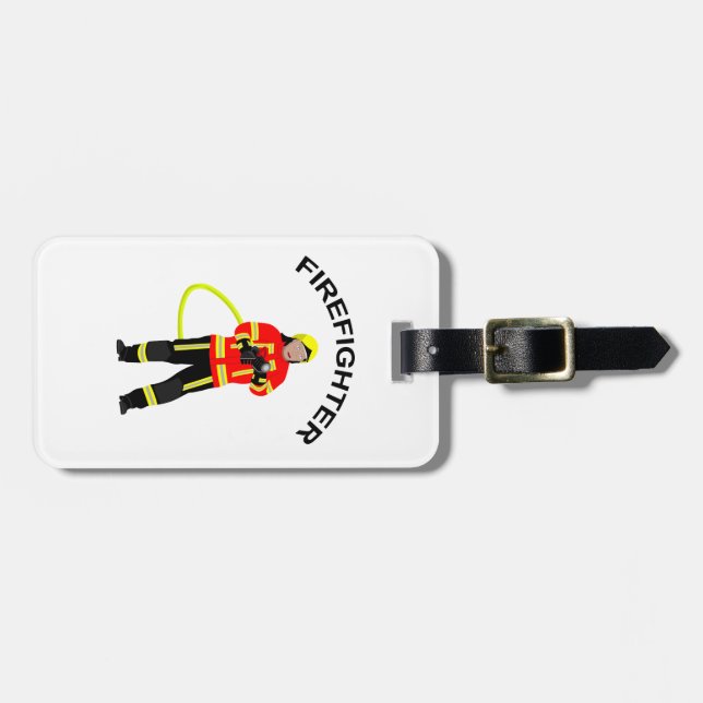 Fire fighter in duty clothes luggage tag (Front Horizontal)