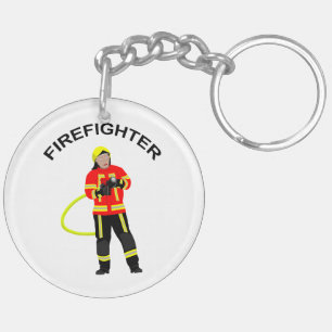 Fire fighter in duty clothing key key ring