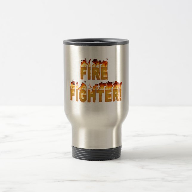 FIRE FIGHTER in Flames Travel Mug (Center)