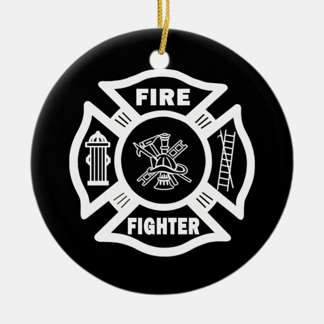 Fire Fighter Maltese Ceramic Tree Decoration (Front)