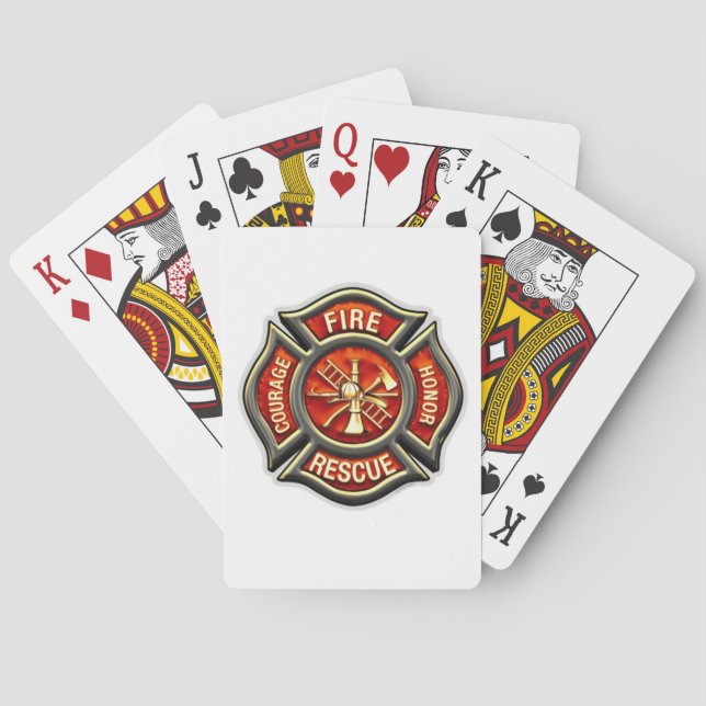 Fire Fighter Maltese Cross Playing Cards (Back)