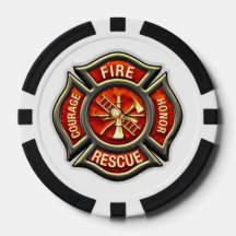Fire Fighter Maltese Cross Poker Chips