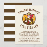 Fire Fighter Retro Style Graduation Announcement