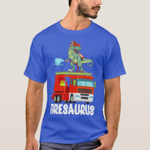 Fire Fighter Saurus Firetruck Fireman Dinosaur T-Shirt
