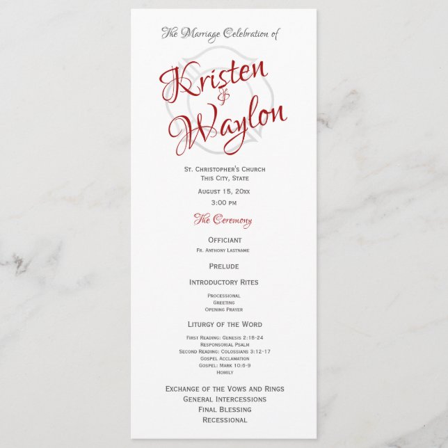 Fire Fighter Wedding program Programme (Front)