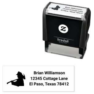 Fire Fighter With Axe   Name and Return Address Self-inking Stamp