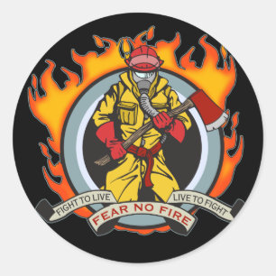 Fire Fighters Fear No Fire Classic Round Sticker
