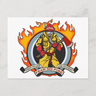 Fire Fighters Fear No Fire Postcard