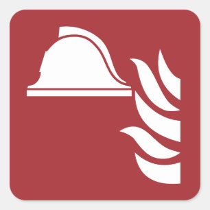 Fire Fighting Helmet Safety Sign Square Sticker