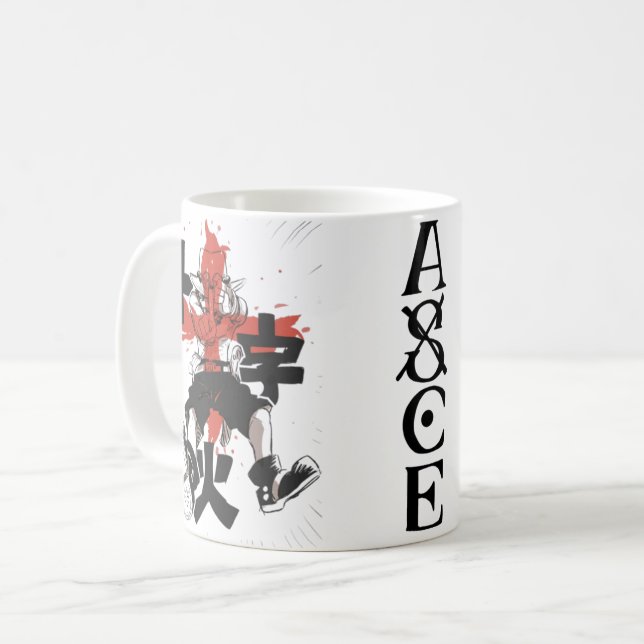 🔥Fire Fist Anime Coffee Mug – Flame Pirate☕ (Front Left)