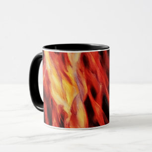 Fire Flame Abstract Art Red Gold Tones Mug Cup