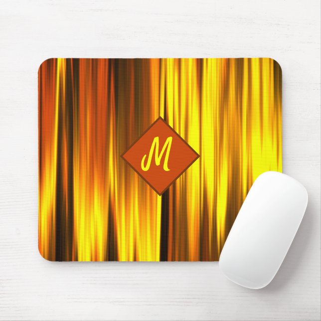 Fire Flame Colour of Red Yellow Monogram Mouse Mat (With Mouse)