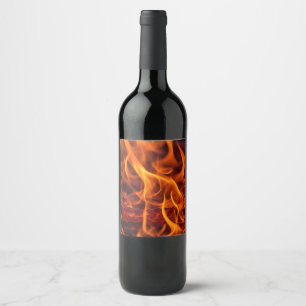 Fire flame macro wine label