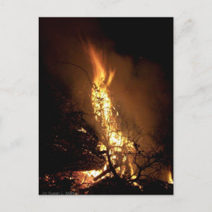 Fire flame man shape burning bonfire picture postcard