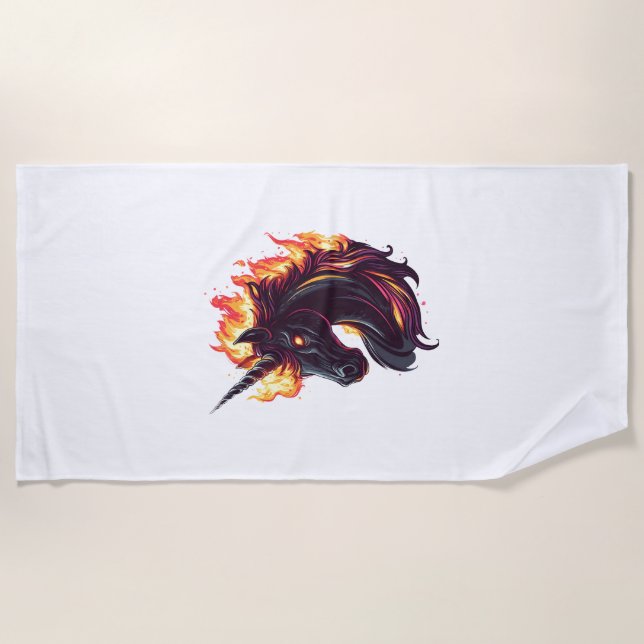 Fire & Flame Unicorn (1) Beach Towel (Front)