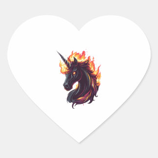 Fire & Flame Unicorn (1) Heart Sticker