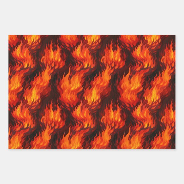 Fire Flame Wrapping Paper Sheet (Front)