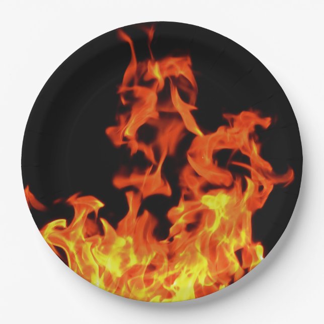 Fire Flames Disposable Paper Plates (Front)