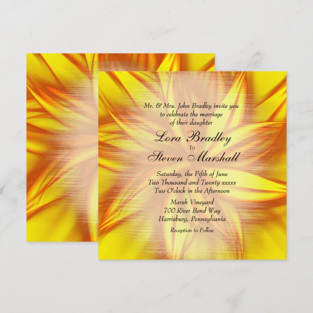 Fire Floral Wedding Theme Invitation (Front/Back)