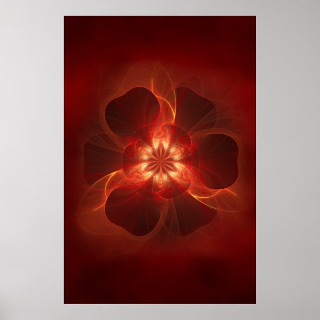 Fire Flower Fractal Art Poster (Front)