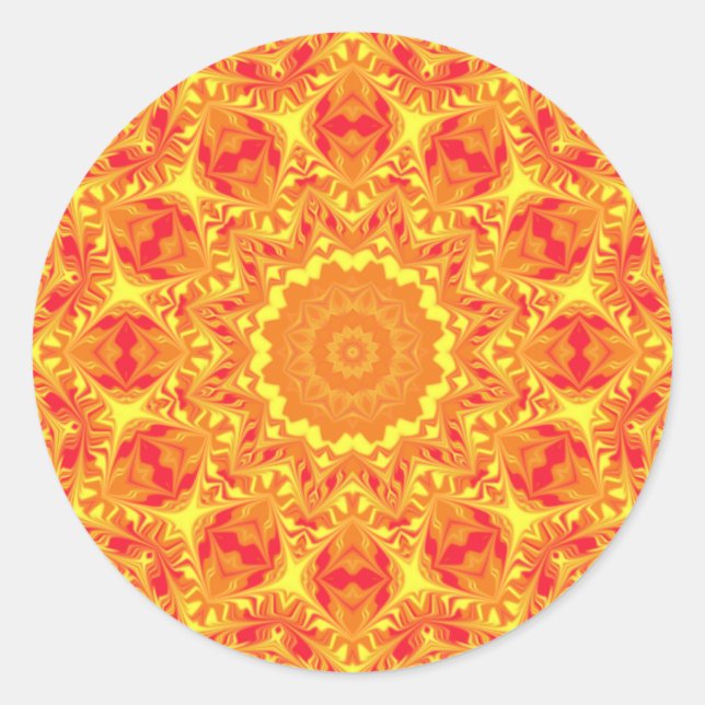 Fire Flower Kaleidoscope Classic Round Sticker (Front)